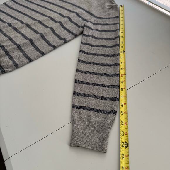 Banana Republic Pima Cotton Cashmere Blend Stripped Pullover Sweater Gray Blue S - Picture 8 of 9